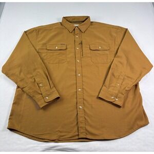 Poncho Shirt Mens 2XL Brown Button Up Performance Fishing Casual Outdoor Pockets
